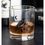 Glass Perched Raven Whiskey Tumbler